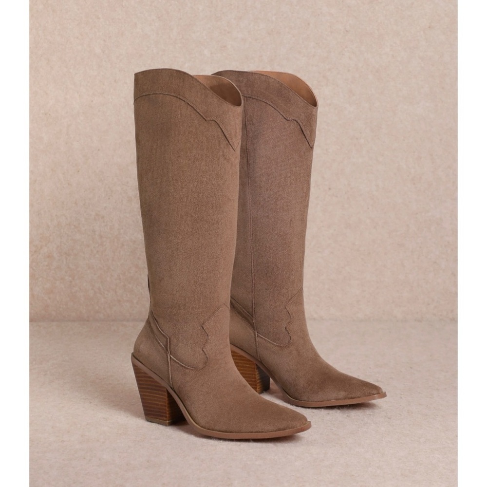 mi.im Boots Women's sz 9 Brown Suede Knee High Block Heel Cowboy Boots